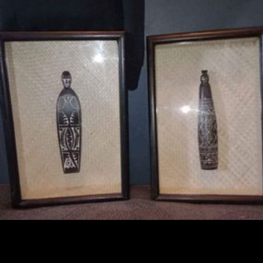 Tribal ancestor shadow box pieces